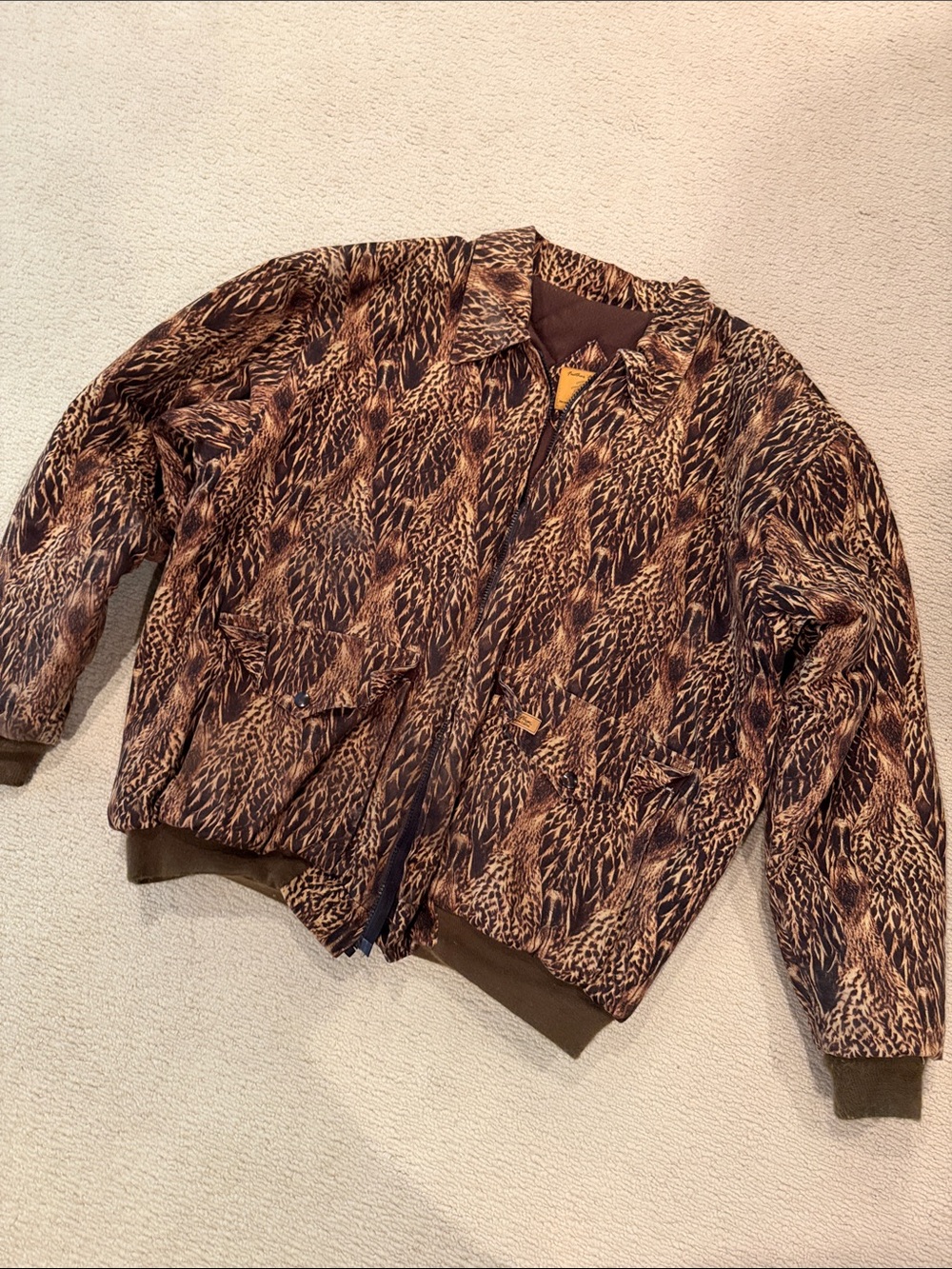 VINTAGE Feather Flage Jacket Mens XL Canvas Coat USA Ducks in a Row